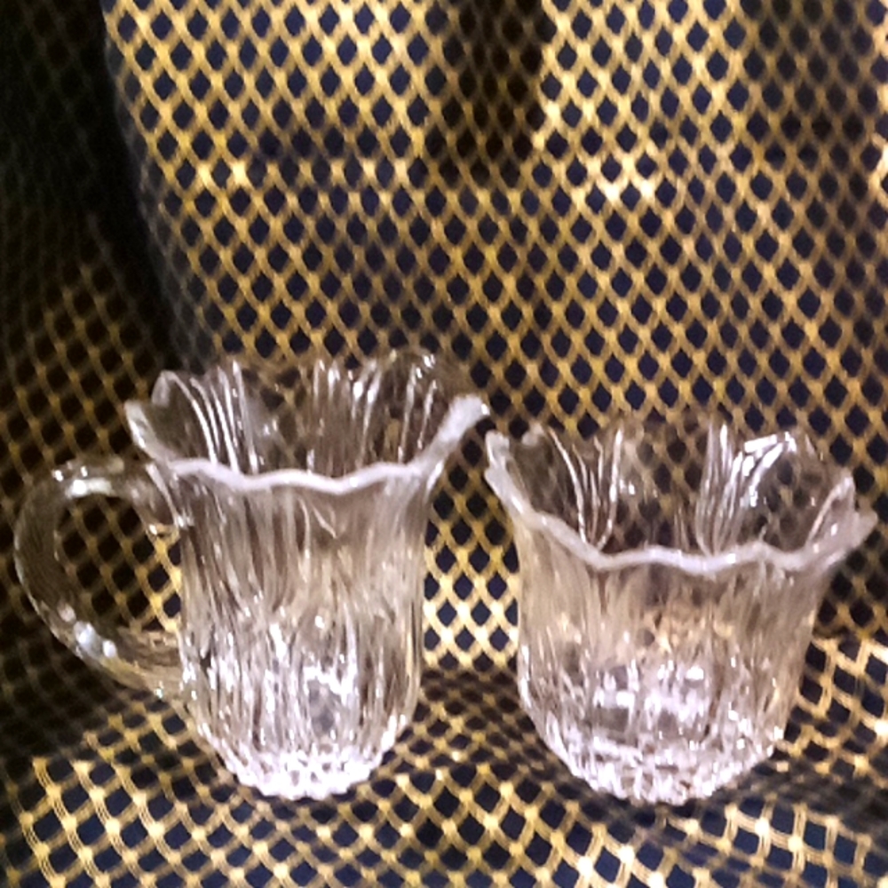 Vintage Gorham crystal Tulip Top sugar and creamer set